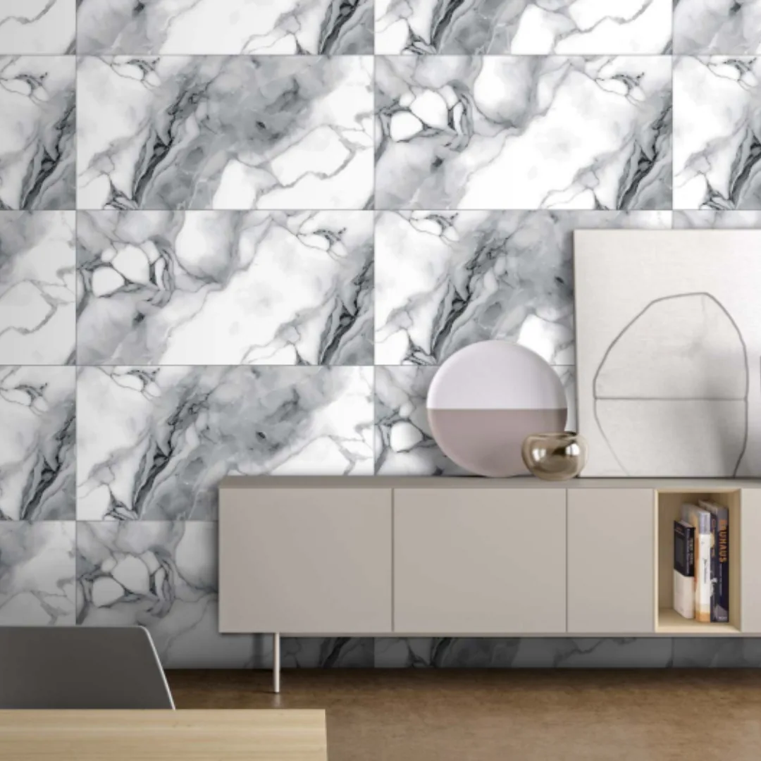 Italica PCR - Fluid Grey, marble-look wall tile for bathroom